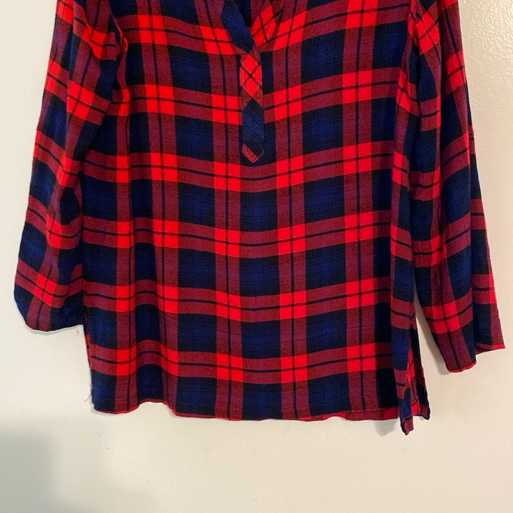 Red, navy and black checked shirt